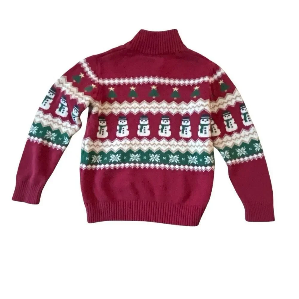 Vintage Children’s Place Holiday Cotton Sweater 10/12 1/4 zip Faire Isle Y2K